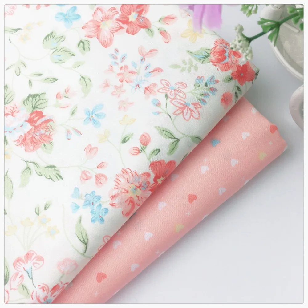 

Pink Floral Heart Diy cotton fabric for dress baby bedding textile cloth sewing patchwork quilting syunss tissue meter tecido