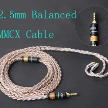 Ручная работа DIY 2,5 мм сбалансированная линия 8 ядер один кристалл медь серебро смешанный Hifi MMCX кабель для SE215 SE315 SE535 UE900 LZ DT2