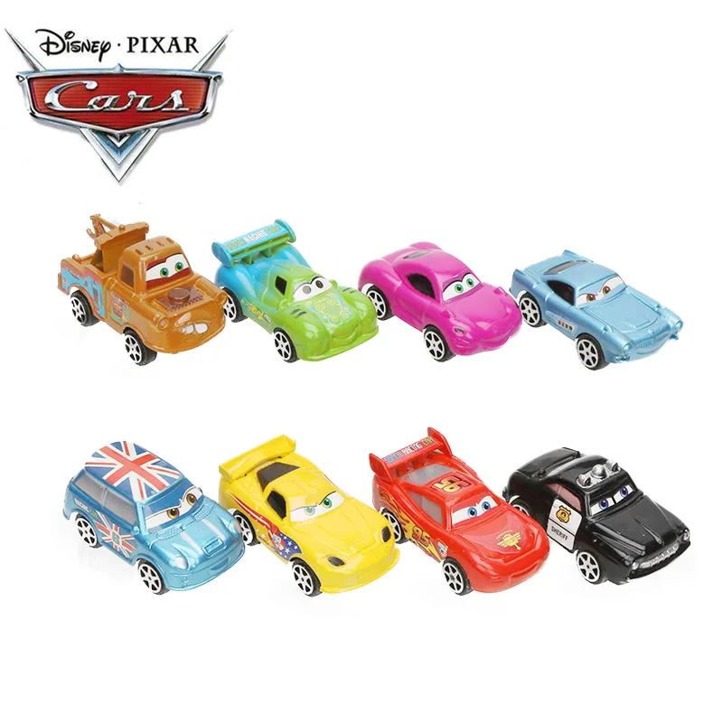 6cm 8pcs Disney Pixar Cars 3 Lightning McQueen Mater Jackson Storm Ramirez 1:55 Diecast ABS Pull Back Car Toy Model Boys Gifts