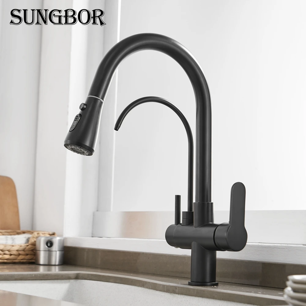  Kitchen Faucets 3 Ways Purification Faucet Drinking Tap Pure Water Pull Down Faucet Dual Spout Kitc - 33009052686