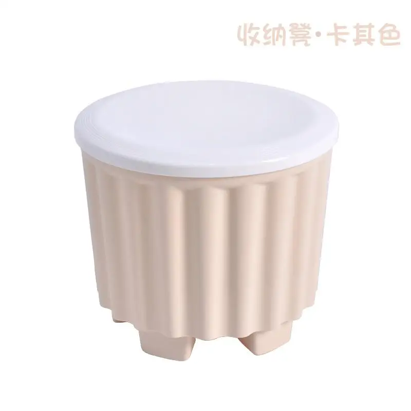 Round Storage Stool Multi-function Household Large Capacity Storage Stool Can Sit Adult Plastic Thickened With Cover Shoe Stool - Цвет: style 4