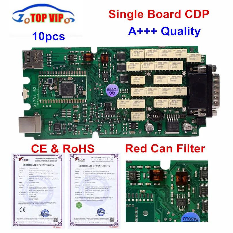 

10pcs/lot DHL Free A++++ Quality Single Board PCB CDP new vci bluetooth 2016.R0 Keygen on cd TCS CDP PRO OBD2 Code Scanner