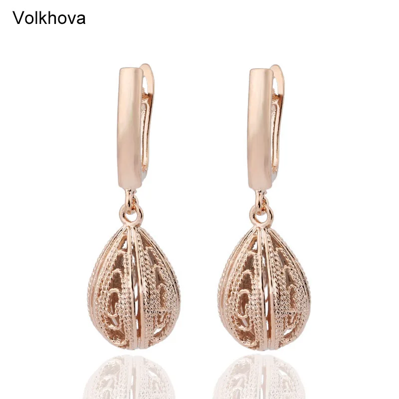 

Volkhova Delicate Cute Ethnic Wind 585 Rose Gold Hollow Copper Metal Environmental Protection Anti-allergy Earrings For Women