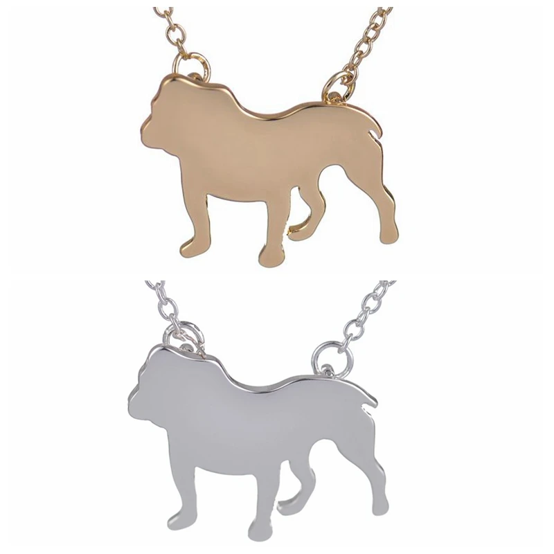 2016 New English Bulldog Animal Necklace for Women Cute Dog Silhouette Carm  Cartoon Dog Pendant Necklace Gifts