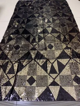 

African Lace Fabric For Wedding Dress High Quality French Lace Fabric With sequins Fashion Nigerian Lace Fabric Black Gold