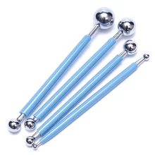 

4pcs/Lot Sugarcarft Fondant Cake Decorating Kit Stainless Steel Molding Ball Sticks Kitchen Accessories Polymer Clay Tools