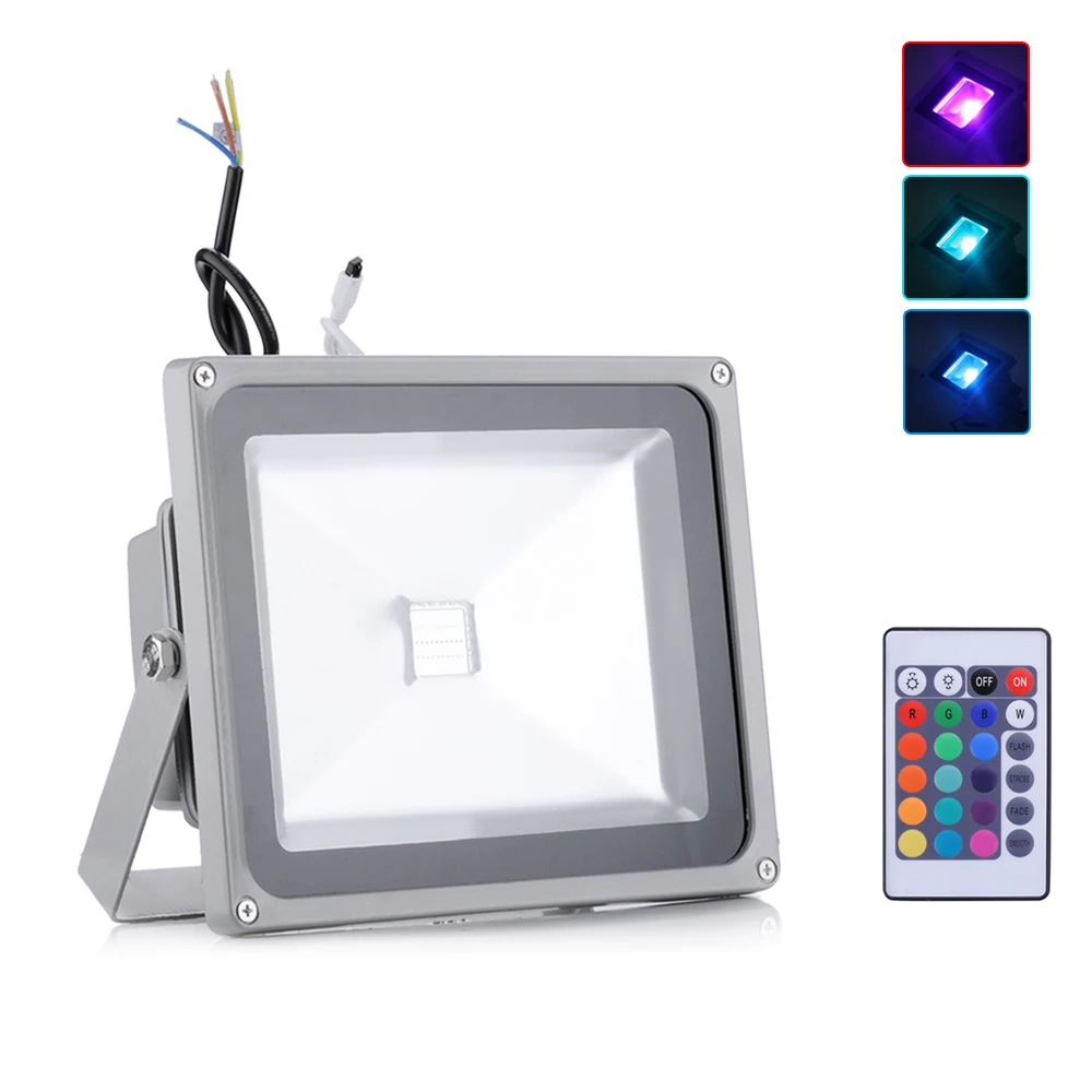 

Outdoor Lighting 30W RGB LED Floodlight AC85-265V 120 Beam Angle 2700LM Decorative Flood Light With Remote Controller Floodlamp