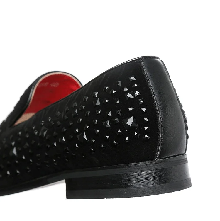 M-anxiu/Модные дышащие кожаные туфли со стразами и острым носком на плоской подошве; мокасины; мужские туфли; яркие мокасины; свадебные туфли в деловом стиле
