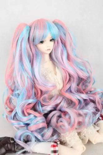 [Wamami] Fbe 023 # красочный волнистый парик вьющиеся волосы для 1/4 MSD DOD BJD Dollfie 7 8&quot|Куклы|