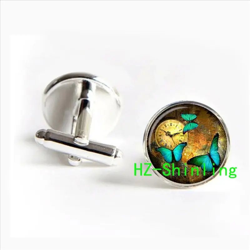 

Steampunk jewelry watch Old Clock Steampunk cufflinks in silver round Glass Cabochon cufflinks 2017
