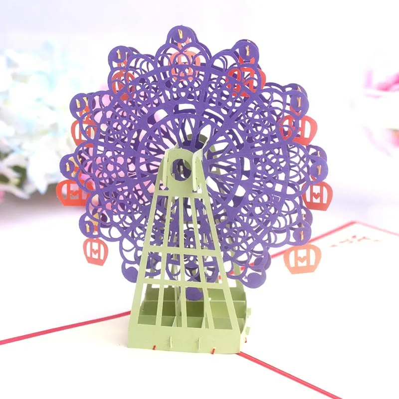  1pcs New Year Christmas Card Gift 3D Ferris Wheel birthday party Card Paper Greeting Card wedding i - 4.00015E+12