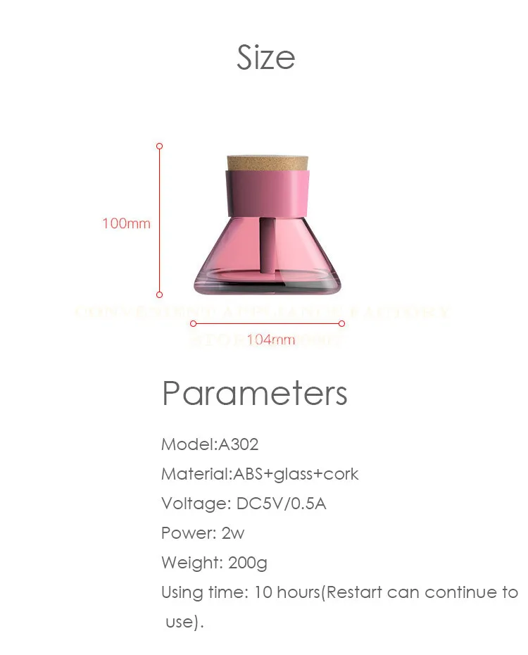 Мини-флакон для духов, увлажнитель, стеклянный, простой стиль, USB, настольный диффузор, светодиодный, Ночной светильник, увлажнитель воздуха для дома, спальни