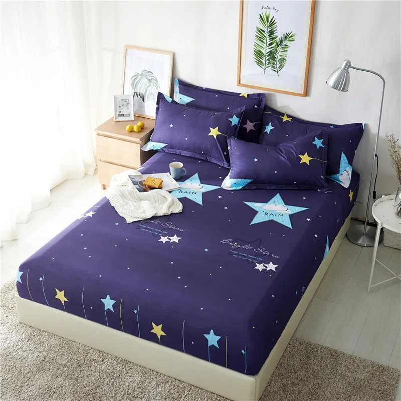 1pc Flowers pattern Printed Bedding Bed Sheets With Elastic 100% Polyester Fitted Sheets Mattress Cover Band Bedspread Bedsheet