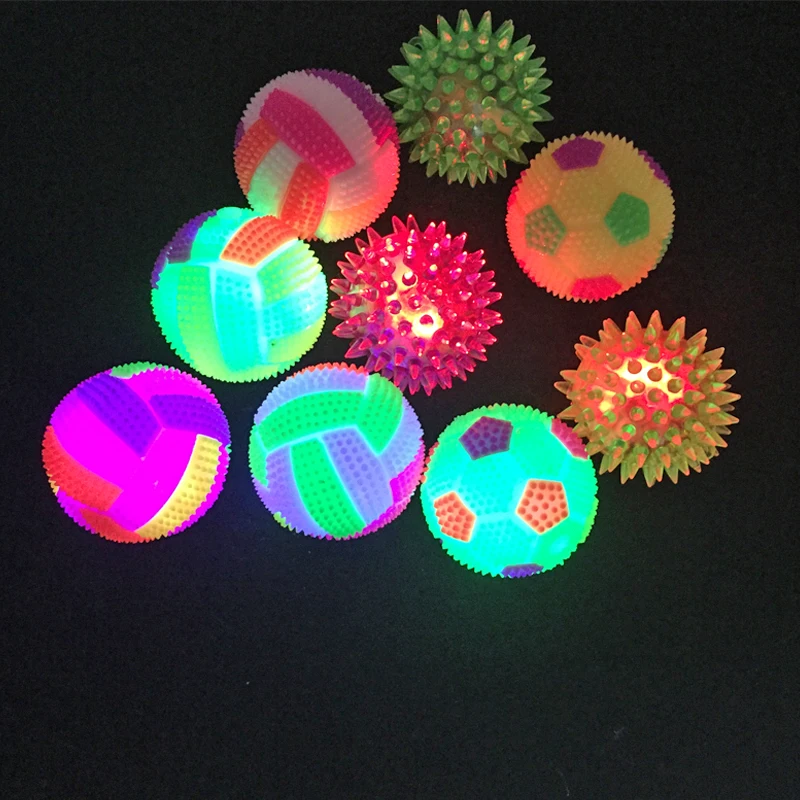 Светодиодные игрушки Вспышка эластичный вентилирующий массаж светящийся прыгающий шар с брезентом мяч Детская игрушка-свисток светящийся массажный шар