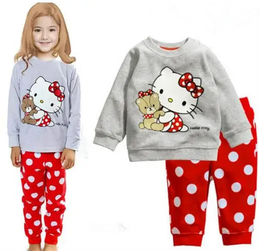 Весенне-осенний комплект одежды для детей, пижамные костюмы для маленьких мальчиков комплекты одежды для девочек, одежда для сна, пижама с рисунком из хлопка - Цвет: Picture 17