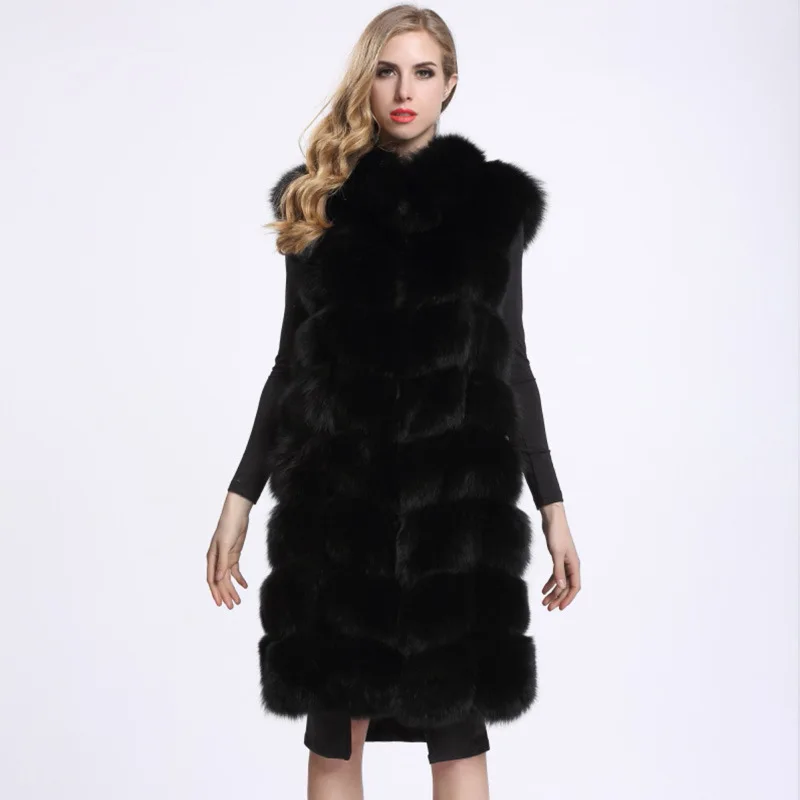 La Manteau Plus Uppin Taille Long Khaki Fourrure noir blanc Avec Femmes Artificielle Argent Faux 2018 De dark Renard Gilet D'hiver Fashion Moyen Col dark Grey F7wqaF