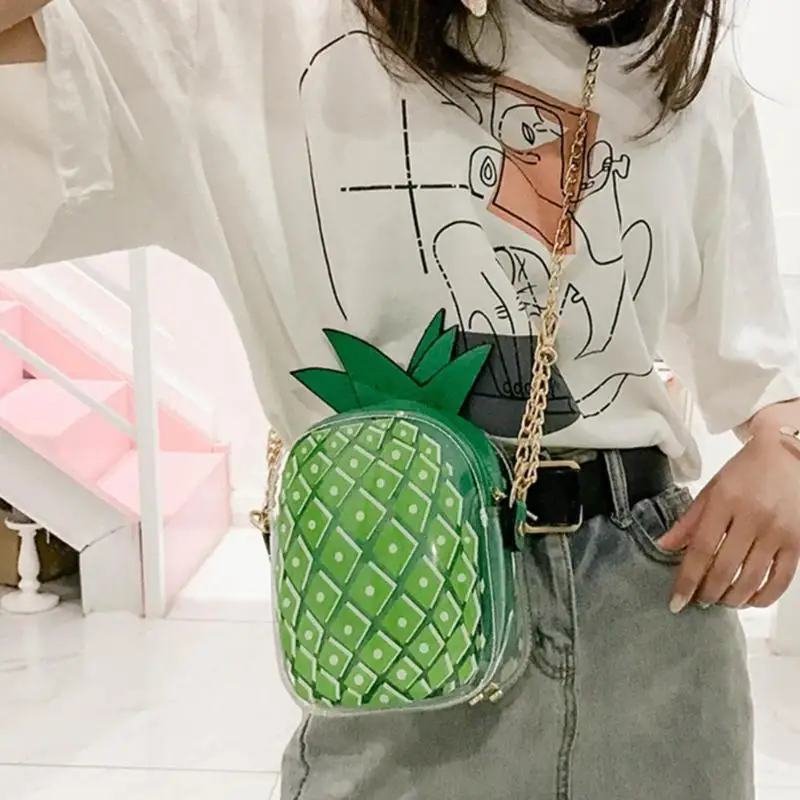 Брендовая кожаная милая сумка для женщин, милая сумка в виде ананаса с цепочкой, мини женские сумочки в форме фруктов, сумочка для девушек, подарок для девушек