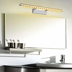 Лампы для ночного света светодиодный ванная комната туалет подсветка косметического зеркала настенные бра светильники из нержавеющей