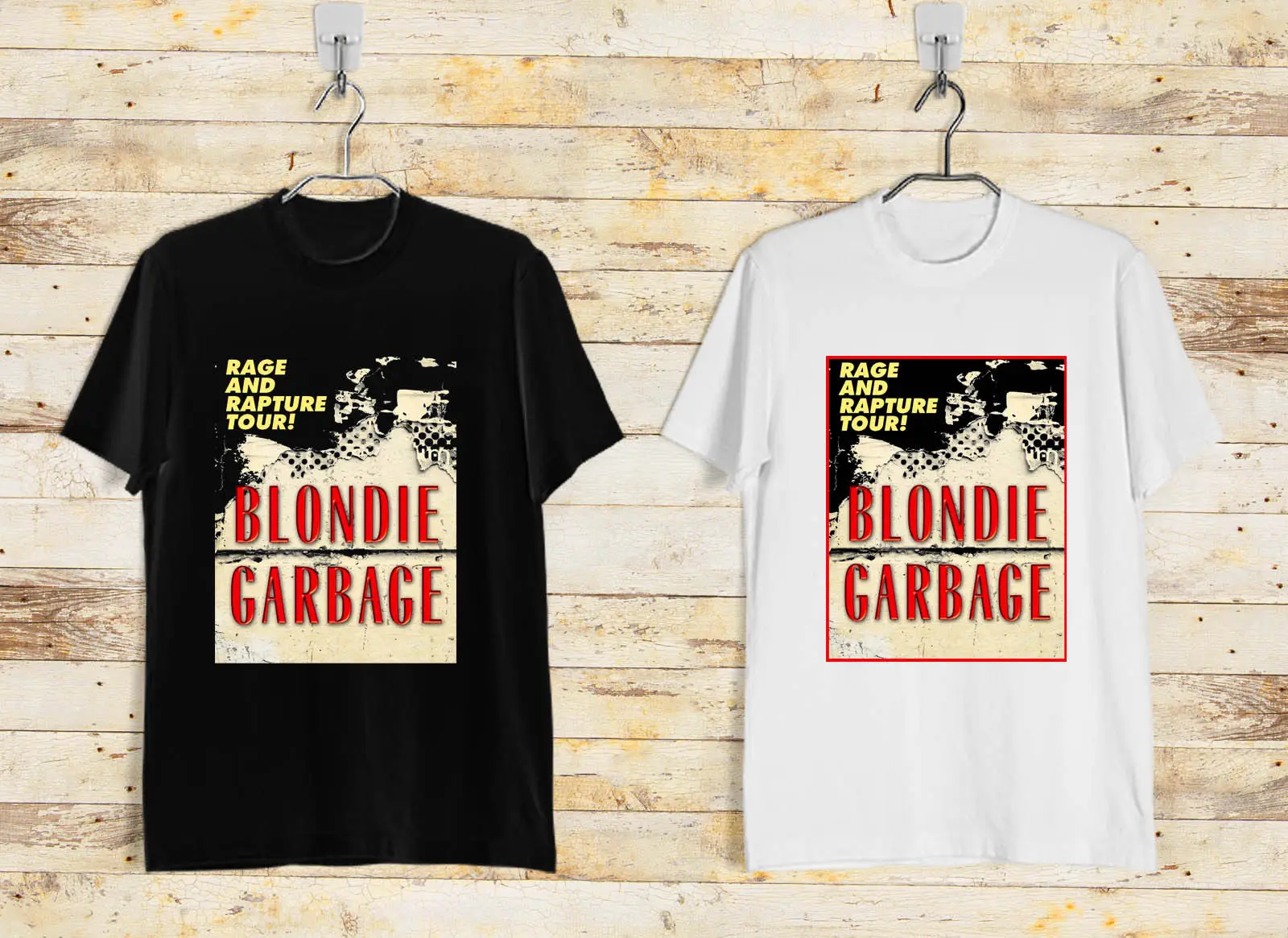 Blondie + мусора ярость и Rapture Лето tour черный белый футболка TShir | Мужская одежда