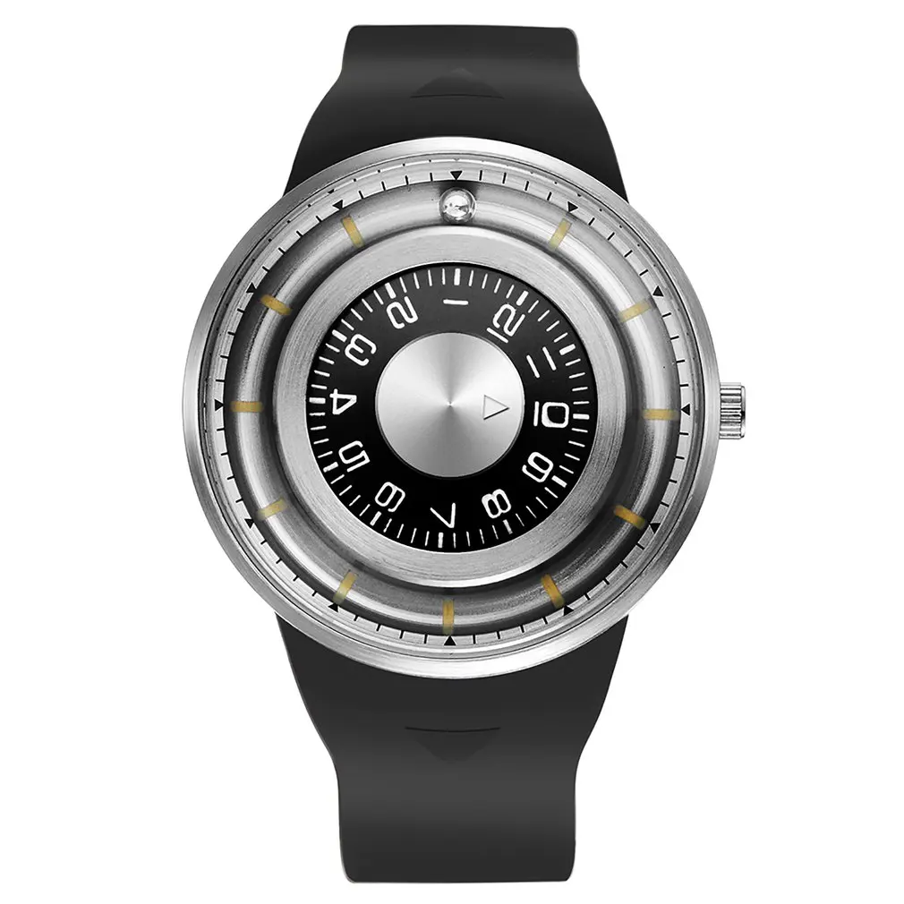 

2018 Newest Simple Men Watches with Rubber Band Quartz Watch Bead Magnetic Ball Time Watches Male Business Wristwatch