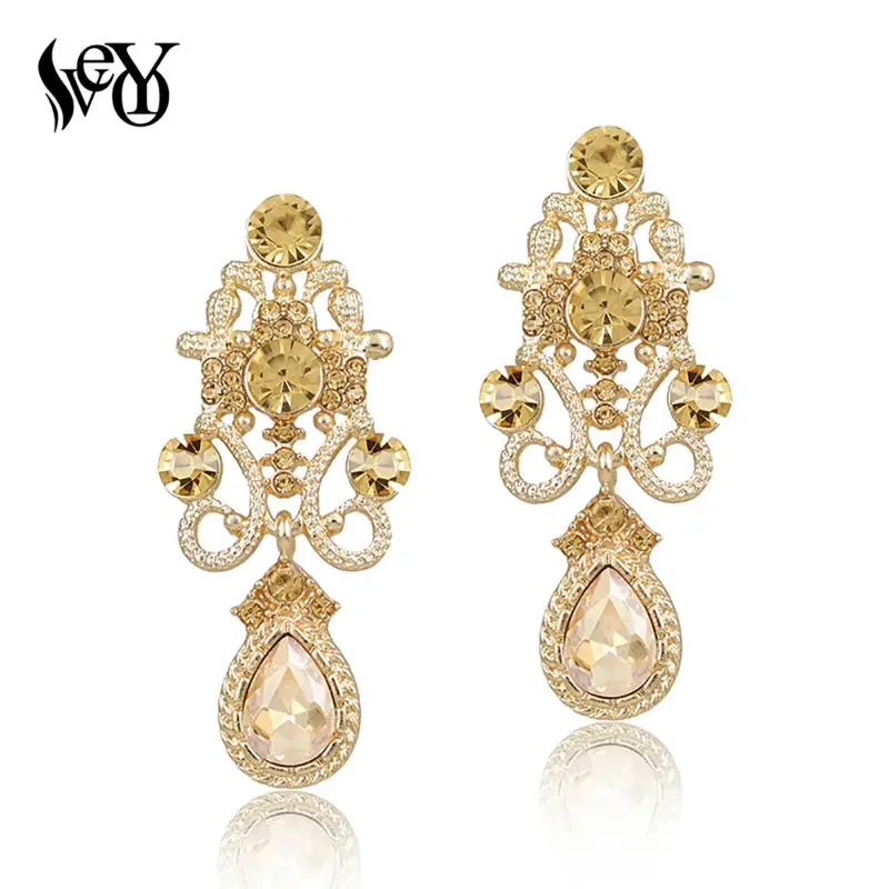 VEYO Water Drop Earrings Vintage Rhinestone Crystal Earrings for Woman