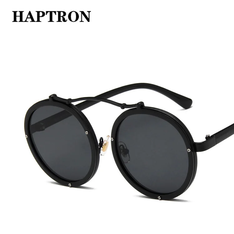 

HAPTRON Retro Luxury Round Sunglasses Women Men steampunk 2018 Brand pink blue Black Mirror Shades Sun Glasses UV400 oculos