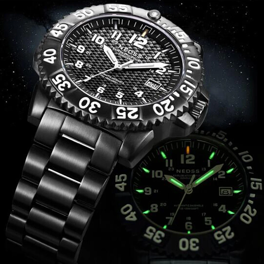 Роскошные Брендовые мужские часы Tritium s полностью стальные механические супер