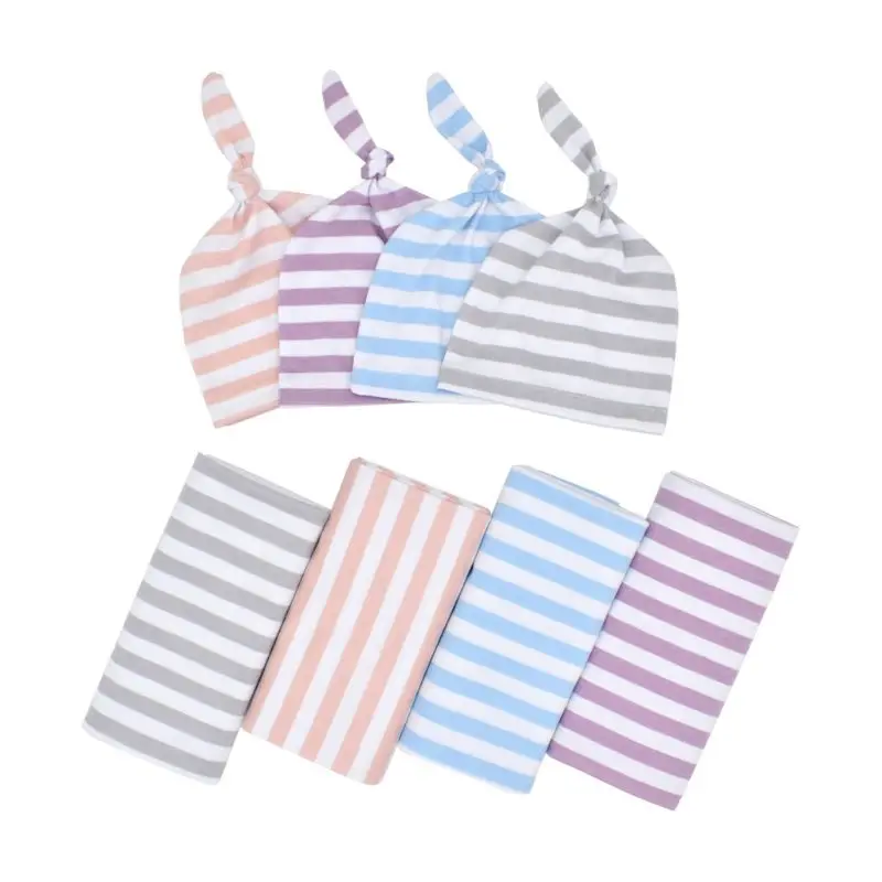 

New Cotton Baby Blankets Printed Newborn Infant Baby Boy Girl Sleeping Swaddle Muslin Wrap +Hat 2PCS