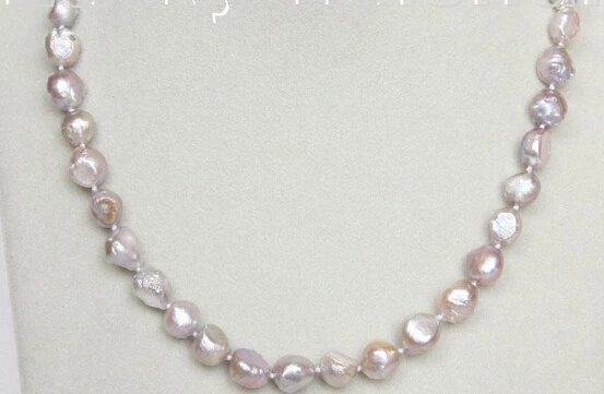 

FREE SHIPPING>>>@@ > N3083 natural bleb Baroque 17" 10mm purple Reborn keshi pearls necklace