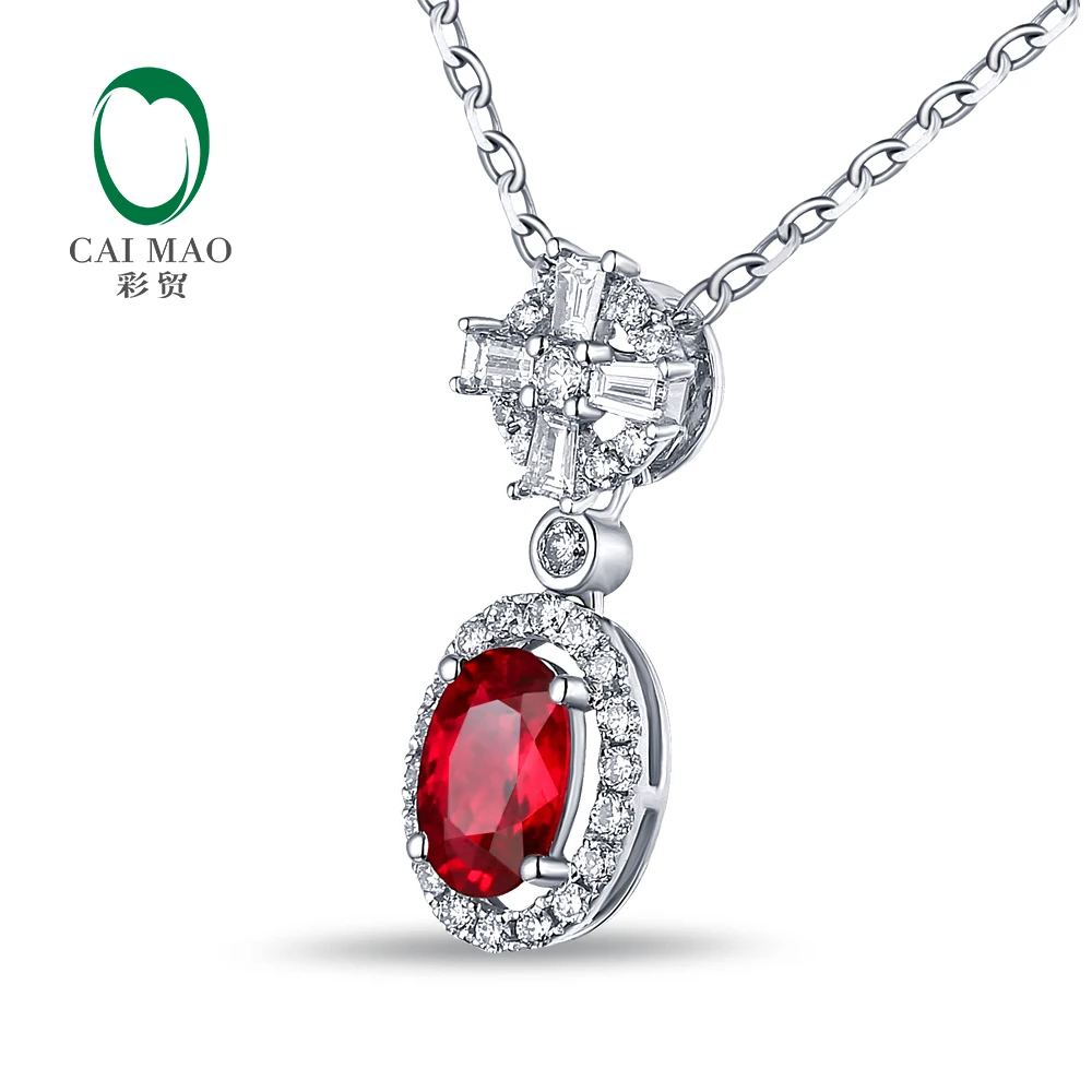 Бесплатная доставка Оптовая продажа 18 К БЕЛОЕ ЗОЛОТО ПРИРОДНЫЙ 0.70ct ruby & 0.26ct