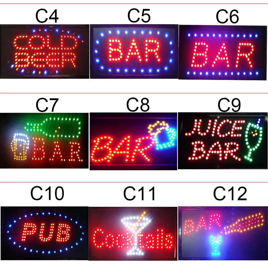 CHENXI Open Bar Led Neon Business Motion Light Sign On/off with Chain Led Sign Board 19*10 inch Indoor