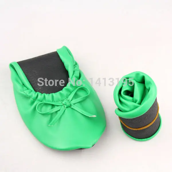 Уникальный зеленый плоским свадебные туфли складной балетная обувь