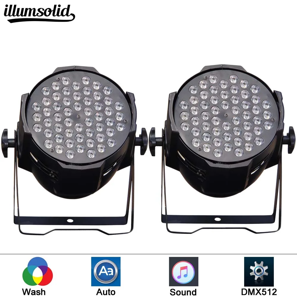 

2pcs/lot 54x3W RGBW LED Par lights Sound Control dj disco bar Projector stage light Large concert Dyeing effect lighting