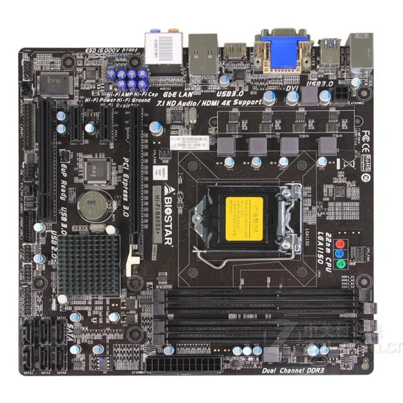 Б/у оригинальная материнская плата B85 для Biostar Hi-Fi B85S3 + LGA 1150 DDR3 RAM 32G настольные