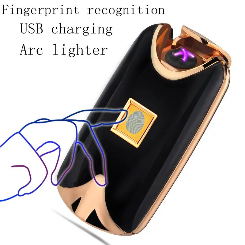 

Intelligent USB Arc Lighter Dual Fire Arc Lighter Fingerprint Induction Charging Metal WindProof No Gas Smoker Cigarettes Gift