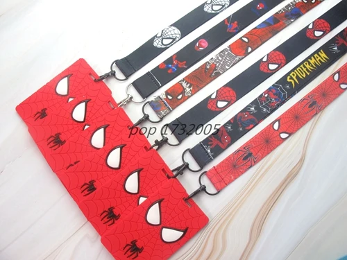 

1 pcs cartoon spiderman Soft glu Card Holders Neck Strap Card Bus ID holders Identity badge with lanyard key chains N-54