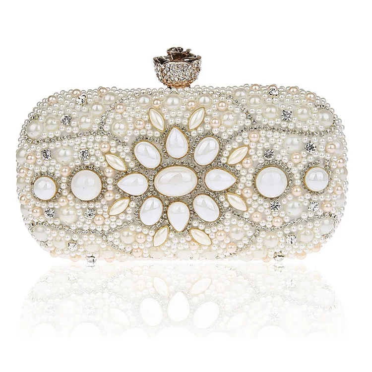 

Fashion Women New Rhinestone Cosmetic Bag Exquisite Beads Makeup Bags Elegant Lady Christmas Gift Upscale Pearls Evening Bags