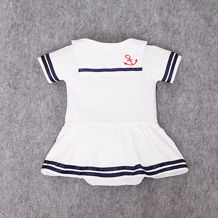 Летнее платье для новорожденных девочек комбинезоны матрос униформы с короткими рукавами цельный комбинезон одежда для маленьких мальчиков