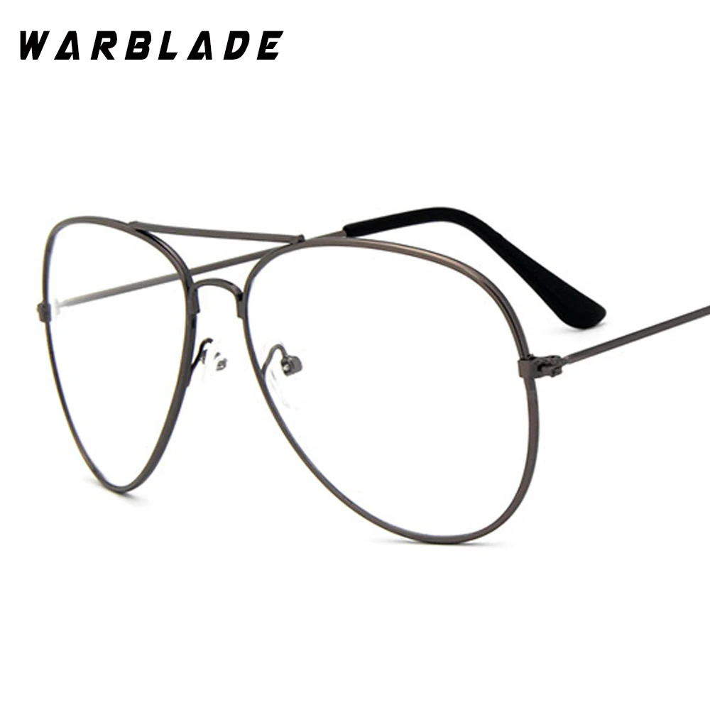 WarBLade мужские очки из сплава с золотой оправой классические оптические очки прозрачные линзы поддельные очки женские - Цвет оправы: gun grey