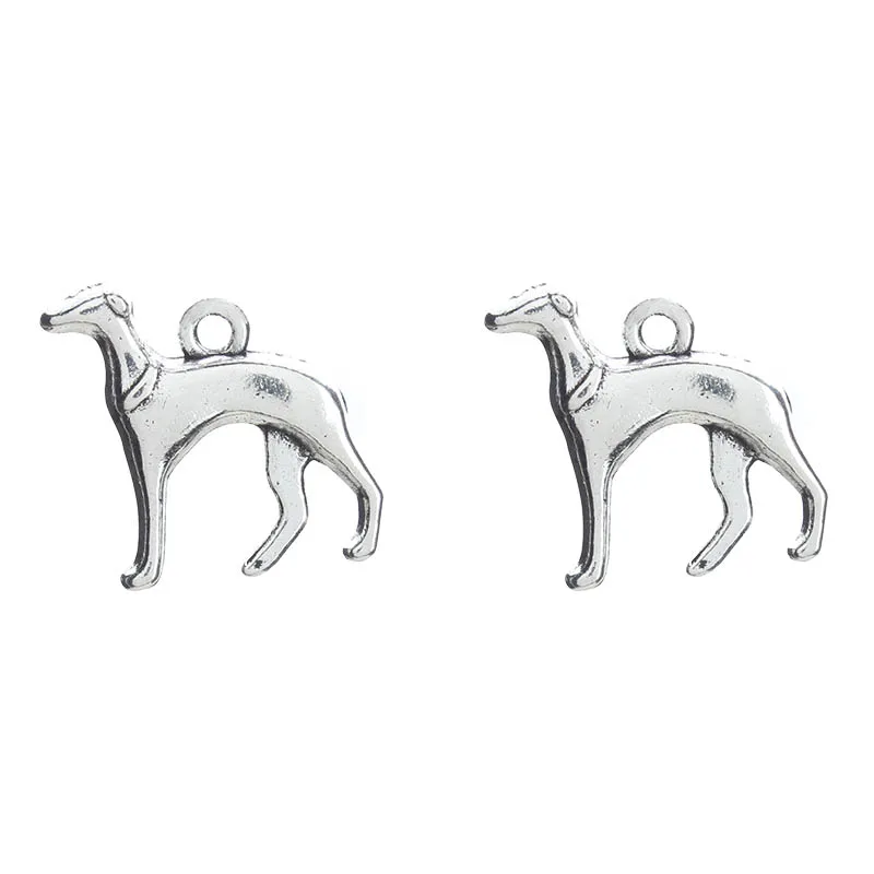

10pcs/lot Dog Charms Antique Silver Animal Pendants Jewelry Findings For DIY Handmade Jewelry Making 21*19mm