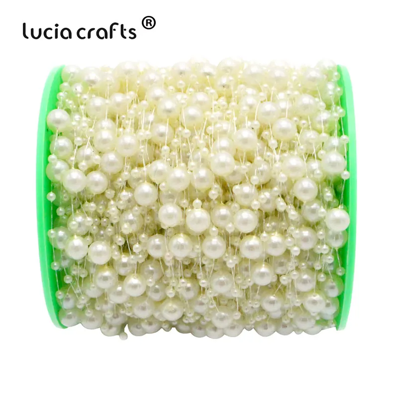 Lucia crafts 60 м/рулон смешанный 3/8 мм искусственный цепочка с жемчужными бусинами гирлянды искусственные цветы для свадьбы свадебный букет цветы C0613