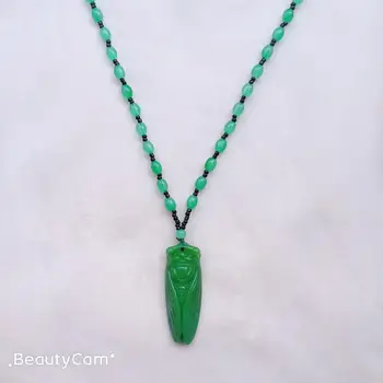 

Natural Jade Reiki Healing Crystal Animal Pendant Jewelry Stone Knotted Matching Drop Pendant Necklaces Women Beads Necklace