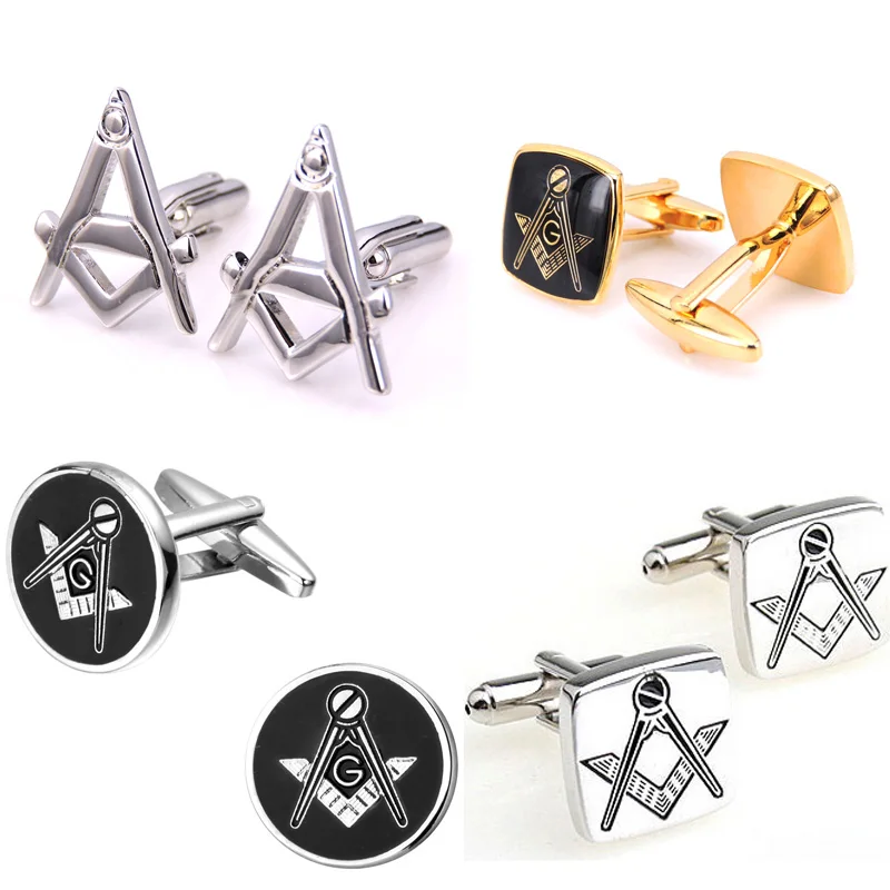 

New high quality brass material gold and Silver Masonic Cufflinks men French shirt Cufflinks