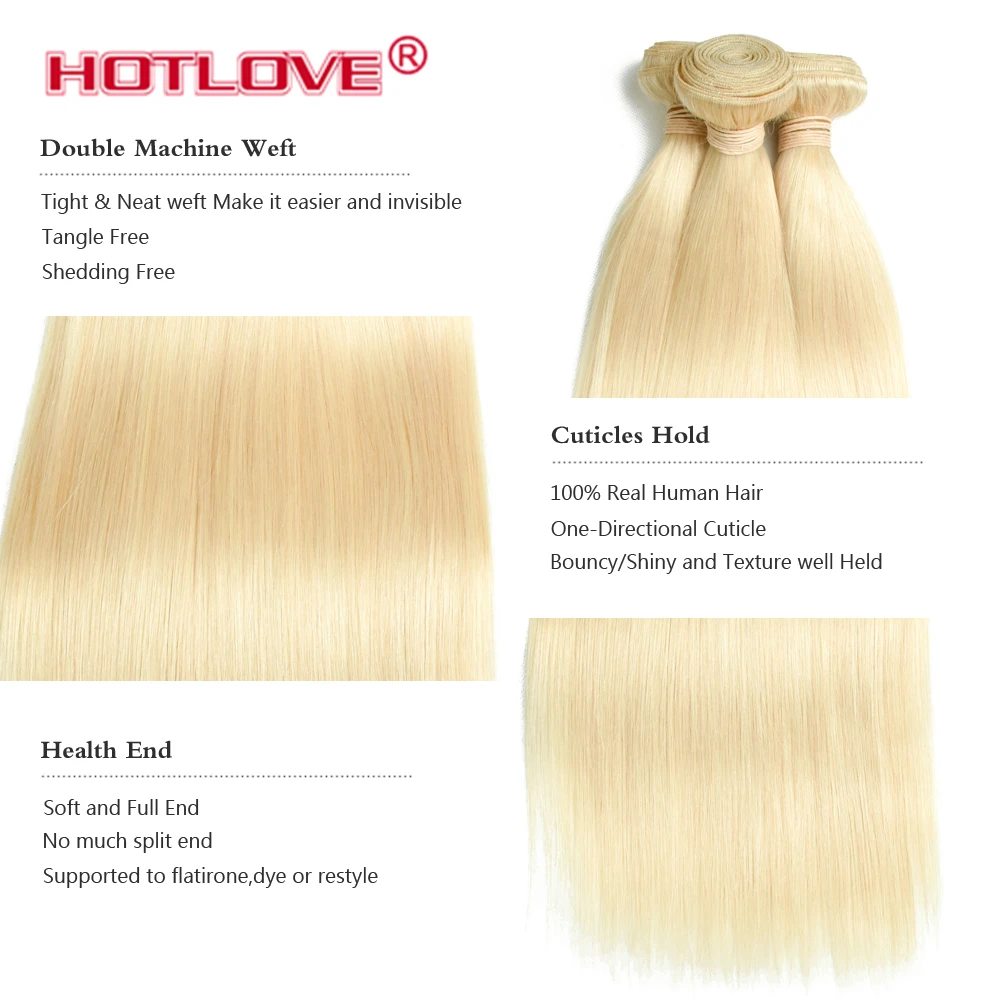 Hotlove Peruvian Hair 613 Blonde Straight Human Hair 3 Bundles with 13*4 Lace Frontal Ear To Ear Color #613 Remy Hair PrePlucked Hotlove Peruvian Hair 613 Blonde Straight Human Hair 3 Bundles with 13*4 Lace Frontal Ear To Ear Color #613 Remy Hair PrePlucked