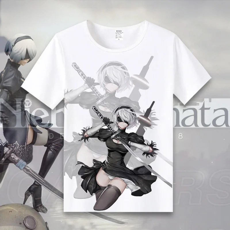 Coshome New Game NieR Automata 2B T-shirts NieRAutomata T Shirt Men Women Tops Short Sleeves Summer Tees (10)