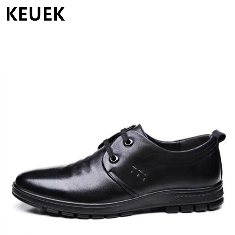 New Arrival Big size Men Leather shoes Soft comfortable Genuine leather Loafers Male Lace-Up Flats Causal shoes 02A