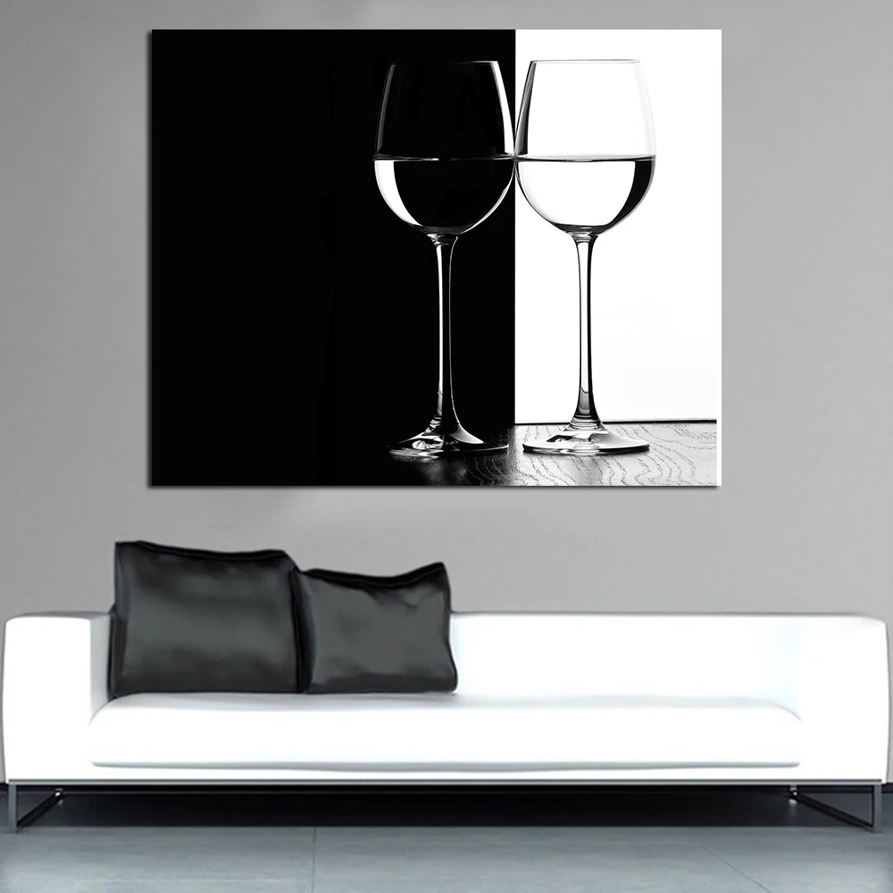 JQHYART Oil Painting Red Wine Glass Wall Art Canvas Decorative Living