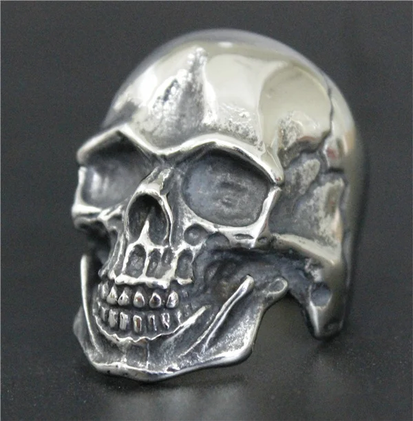 

Drop Ship Personality Design Crack Skull Ring 316L Stainless Steel Jewelry Mens Heavy Soild Ghost Skull Biker Ring