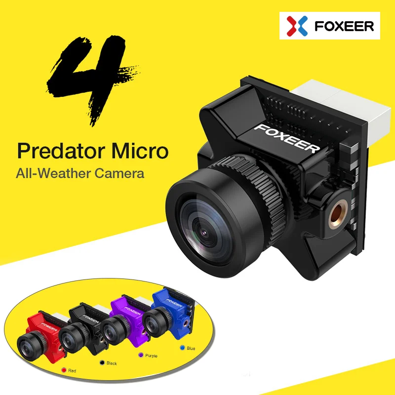 

Foxeer Micro Predator V4 1000TVL Super WDR OSD 4ms latency FPV Camera with 1.8mm lens PAL/NTSC switchable pad/connector version