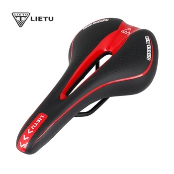 

Lietu New Bicycle Saddle Ergonomic MTB Road Bike Perforated Seat Foam Cushioned PU Leather Texture Steel Rail Cycle Accessories